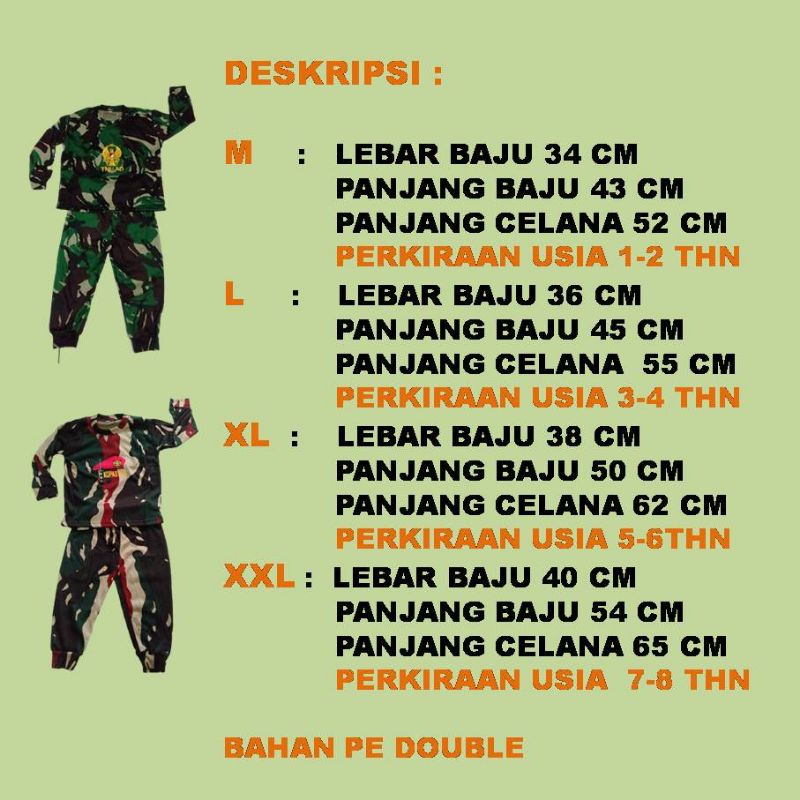 stelan anak loreng/kaos anak loreng malpjnas/kaos anak pe/