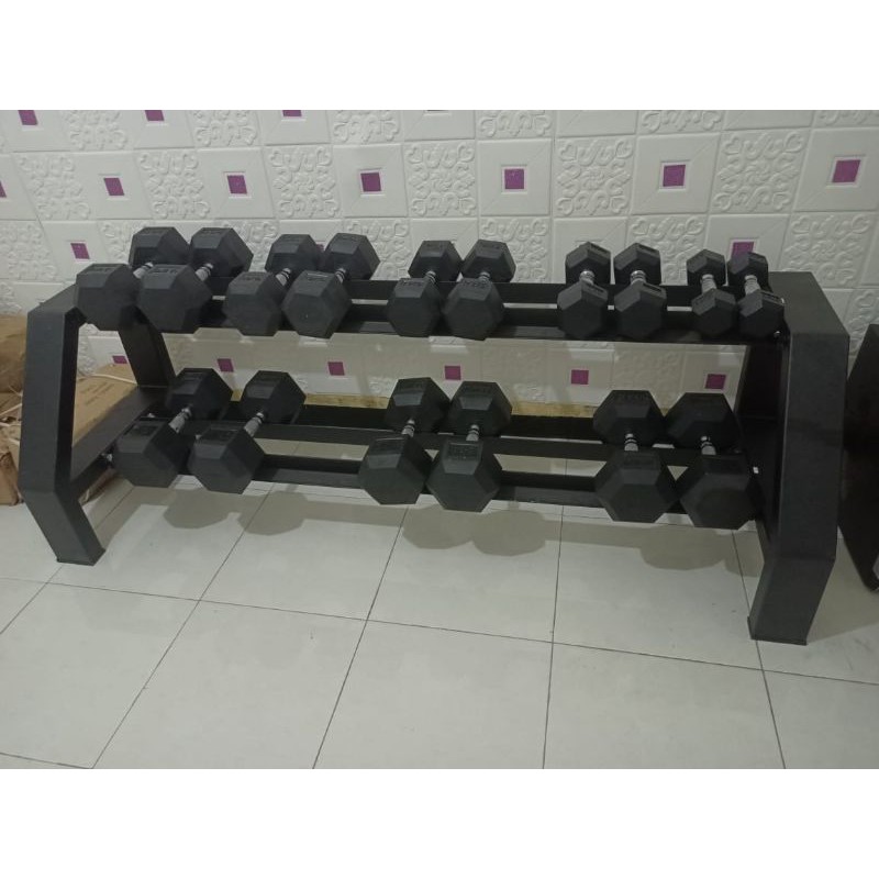 Ready stok Dumbell Set Import Rubber Hexagonal ORIGINAL