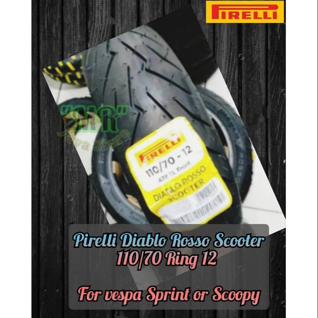 BAN pirelli Diablo Rosso Scooter 110/70 Ring 12 For Scoopy dan Vespa Sprint