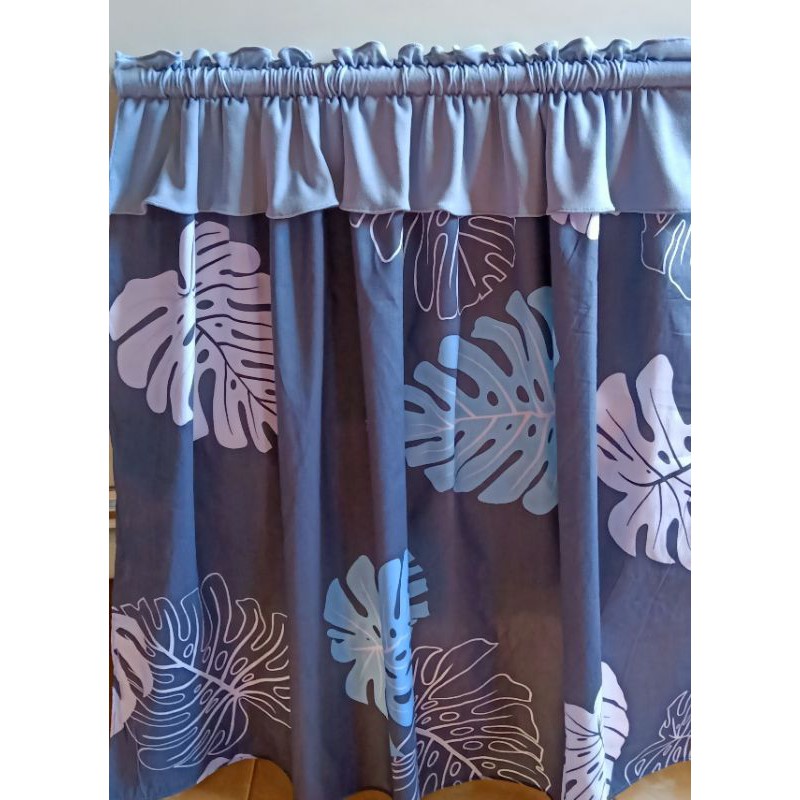 Gorden kolong dapur Poni Monstera Grey / Gorden kolong dapur custom