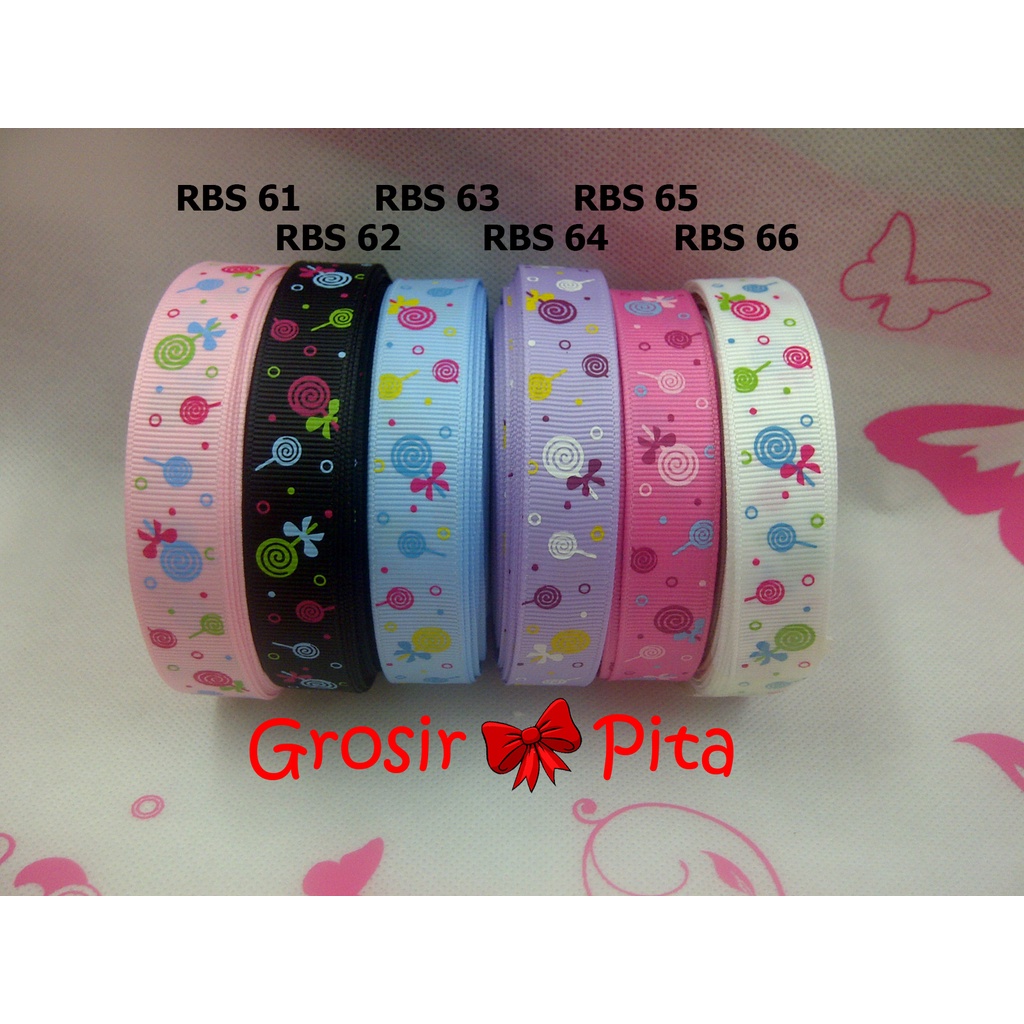 

(25 yard) Pita Grosgrain Motif Lolipop RBS 61,62,63,64,65,66 | Toko Bahan Craft | Grosir Pita