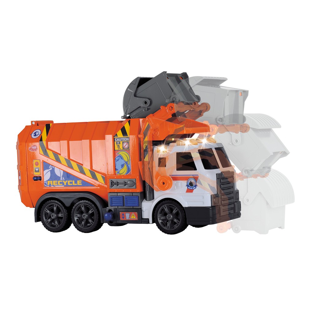 toy garbage trucks in action