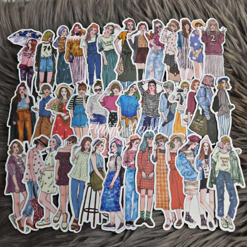 

10PCS STIKER GIRL KARAKTER OOTD CEWEK AESTHETIC CUTE VINTAGE JURNAL DECO SCRAPBOOK DIARY BINDER