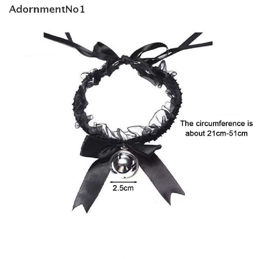 (AdornmentNo1) Kalung Choker Lace Sexy Gaya Gothic Aksen Pita + Lonceng Untuk Perhiasan Wanita