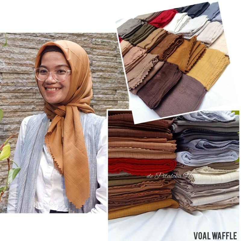 HIJAB SEGIEMPAT VOAL WAFFLE  ORIGINAL UMAMA SCARF JILBAB  