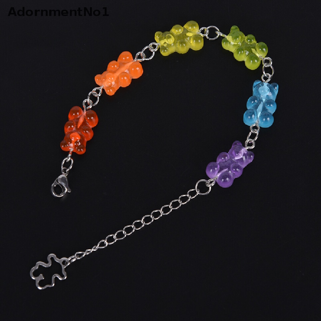 (AdornmentNo1) Gelang Tangan Handmade Motif Kartun Beruang Bahan Stainless Steel Untuk Wanita