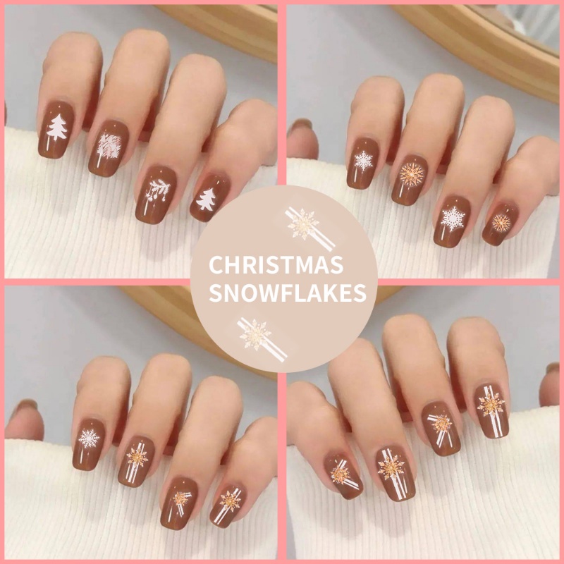 1 Lembar Stiker Kuku Desain Snowflake Geometris Warna-Warni Untuk Dekorasi Nail Art