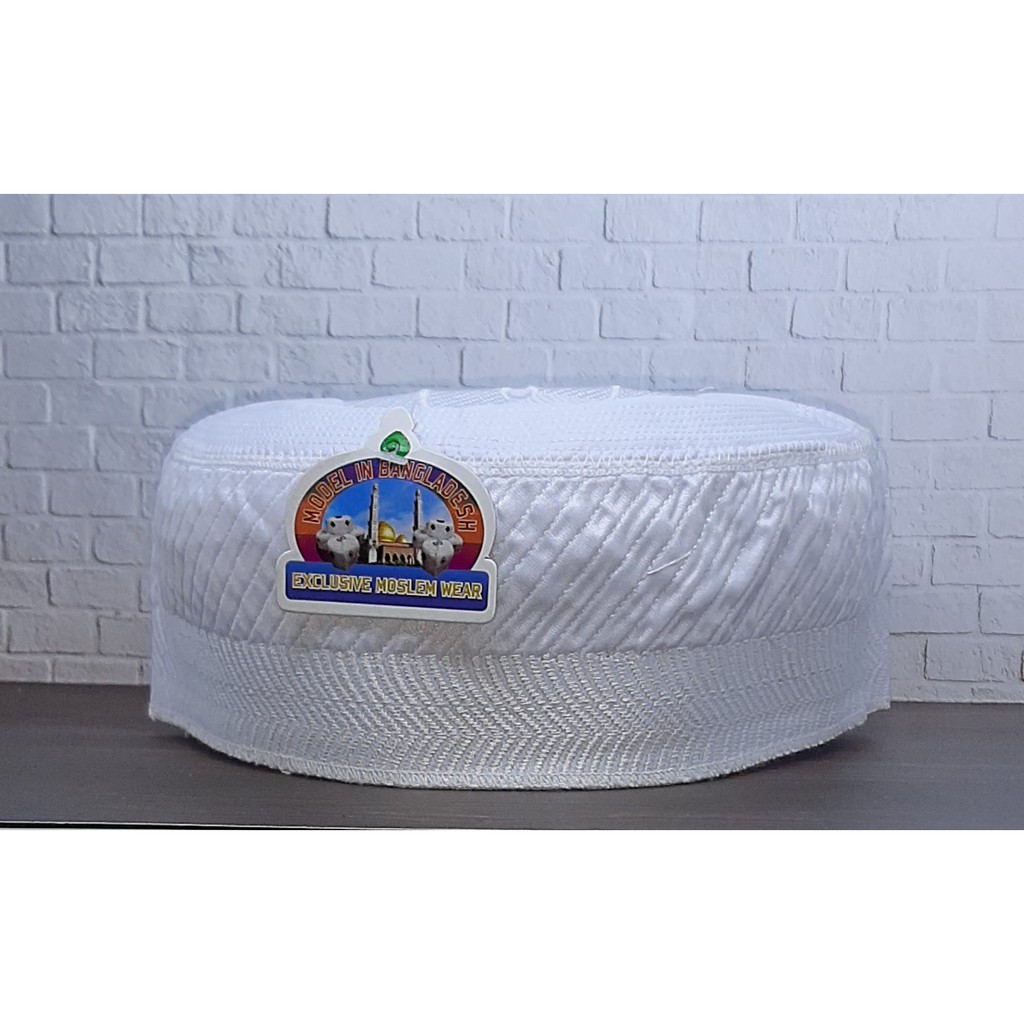 SONGKOK MADINAH BUGIS PUTIH BORDIR