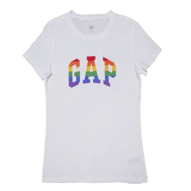 Gap Kaos  Wanita Logo White Rainbow  Pakaian Branded 