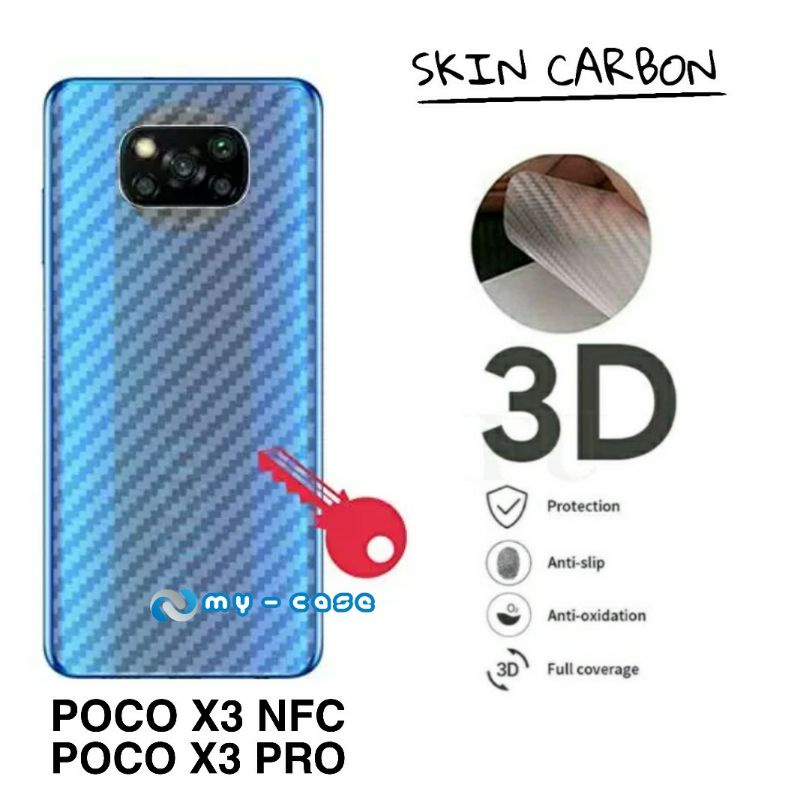 Garskin Carbon Xiaomi Poco X3 Pro Poco X3 NFC Pelindung Belakang Anti Jamur Anti Gores Belakang