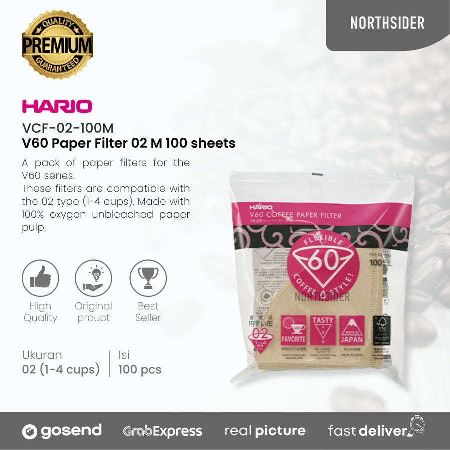 Hario V60 Paper Filter 02 - 100 Sheets VCF-02-100M