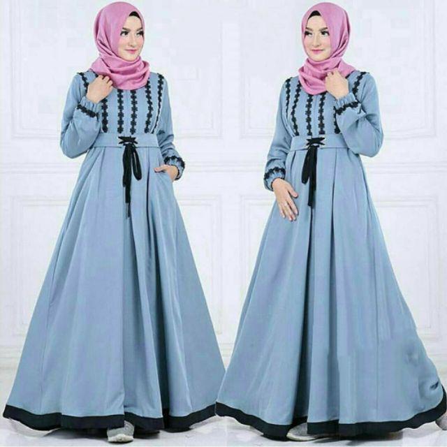 Ghaitsa Dress - UKURAN L XL XXL XXXL 5L - BAJU GAMIS JUMBO - DRESS BIG SIZE - PROMO FLASH SALE-GREY