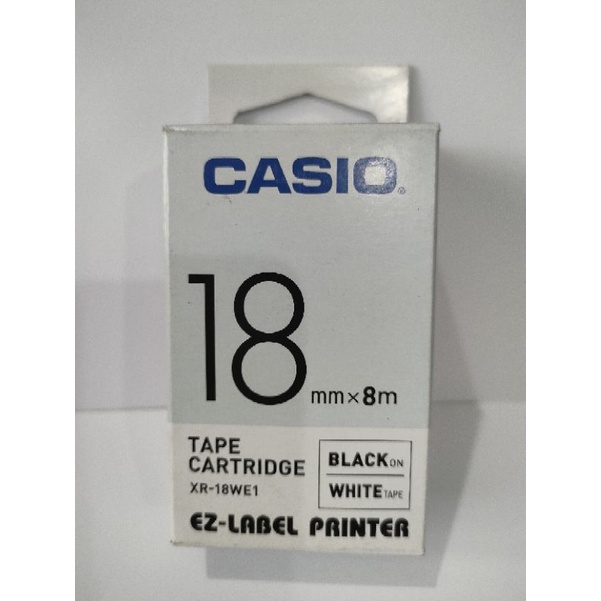 

casio tape cartridge ez-label printer 18mm black on white label ori