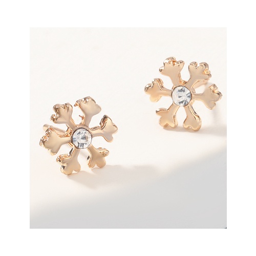 LRC Anting Tusuk Fashion Gold Color Snowflake Christmas Series Alloy Snowflake P35738