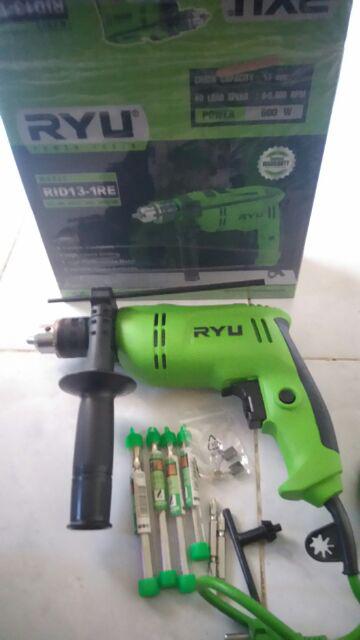 Ryu Impact Drill Mesin Bor Tangan Untuk Besi Kayu Tembok Bolak Balik 13 Mm Free Carbon Brush 1 Set