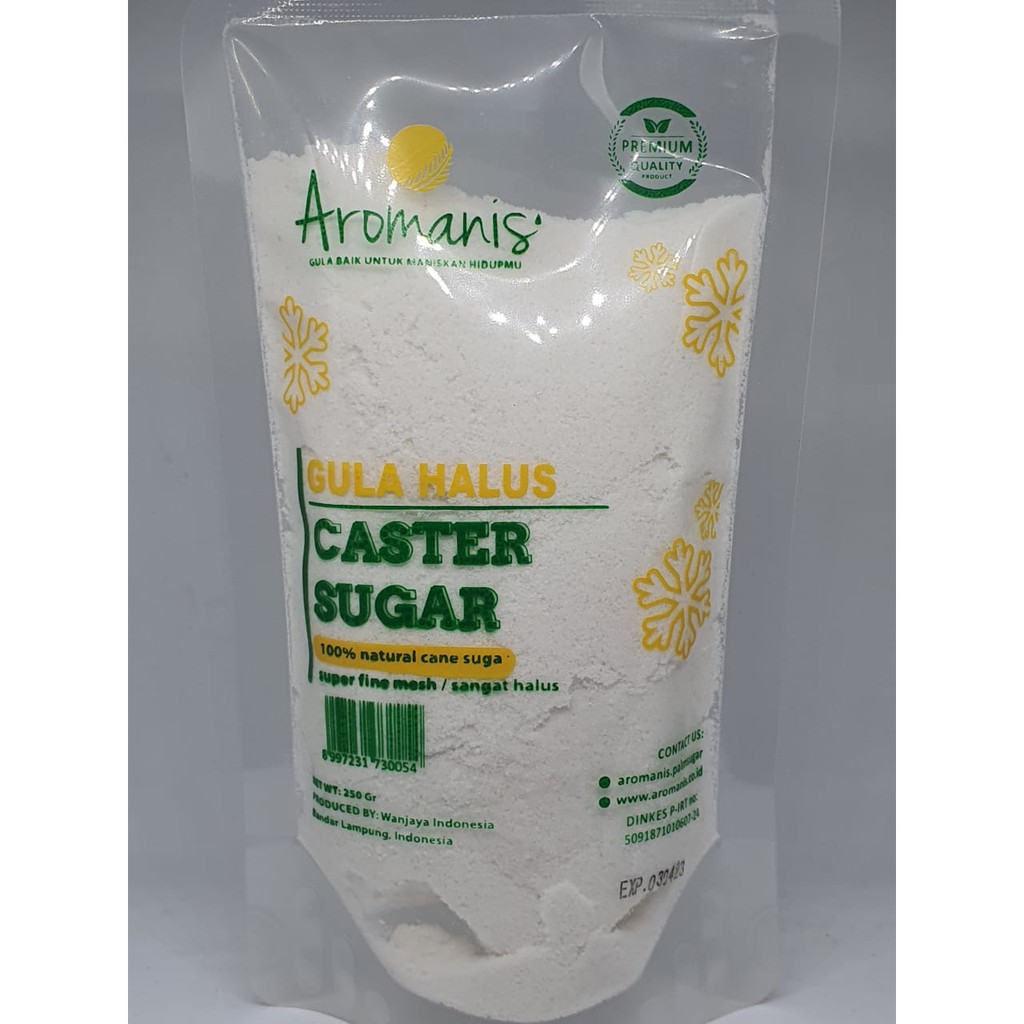 

AROMANIS - ORGANIK / GULA HALUS / CASTER SUGAR / GULA KASTOR / GULA CASTER / 250 gr