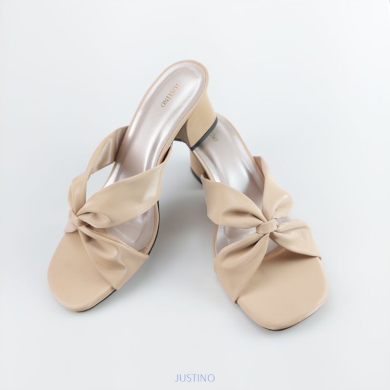 Sandal Hak Tahu JUSTINO HTB02 Series Heels Wanita 5cm-peanut (belgi)