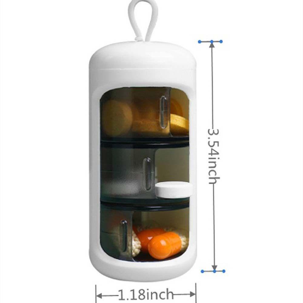 Agustina Kotak Penyimpanan Pil Portable 3gelang Kotak Plastik Tahan Air Kompartemen Terpisah Tablet Splitter Travel Pill Case