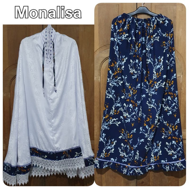 Mukena mutiara Santri Bawahan Monalisa Terbaru Mukena Santri Renda Hitam/Putih