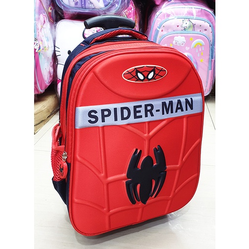 PROMO Tas Sekolah Trolley Roda Dorong Anak TK Gambar SuperHerro Body 3D TIMBUL Import