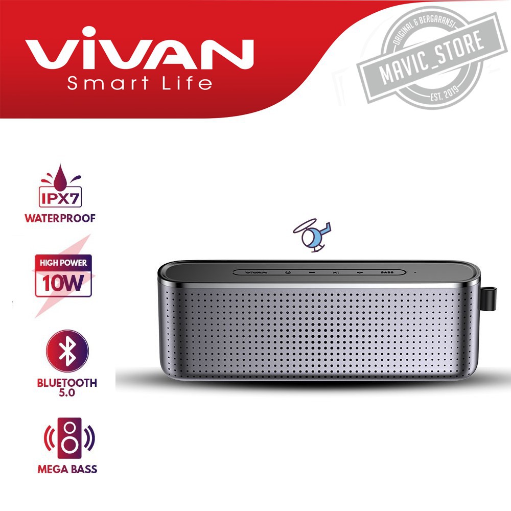 Speaker Bluetooth HI-Fi VIVAN VS10 Portable Waterproof IPX7 10W Mega Bass - Garansi Resmi 1 Tahun