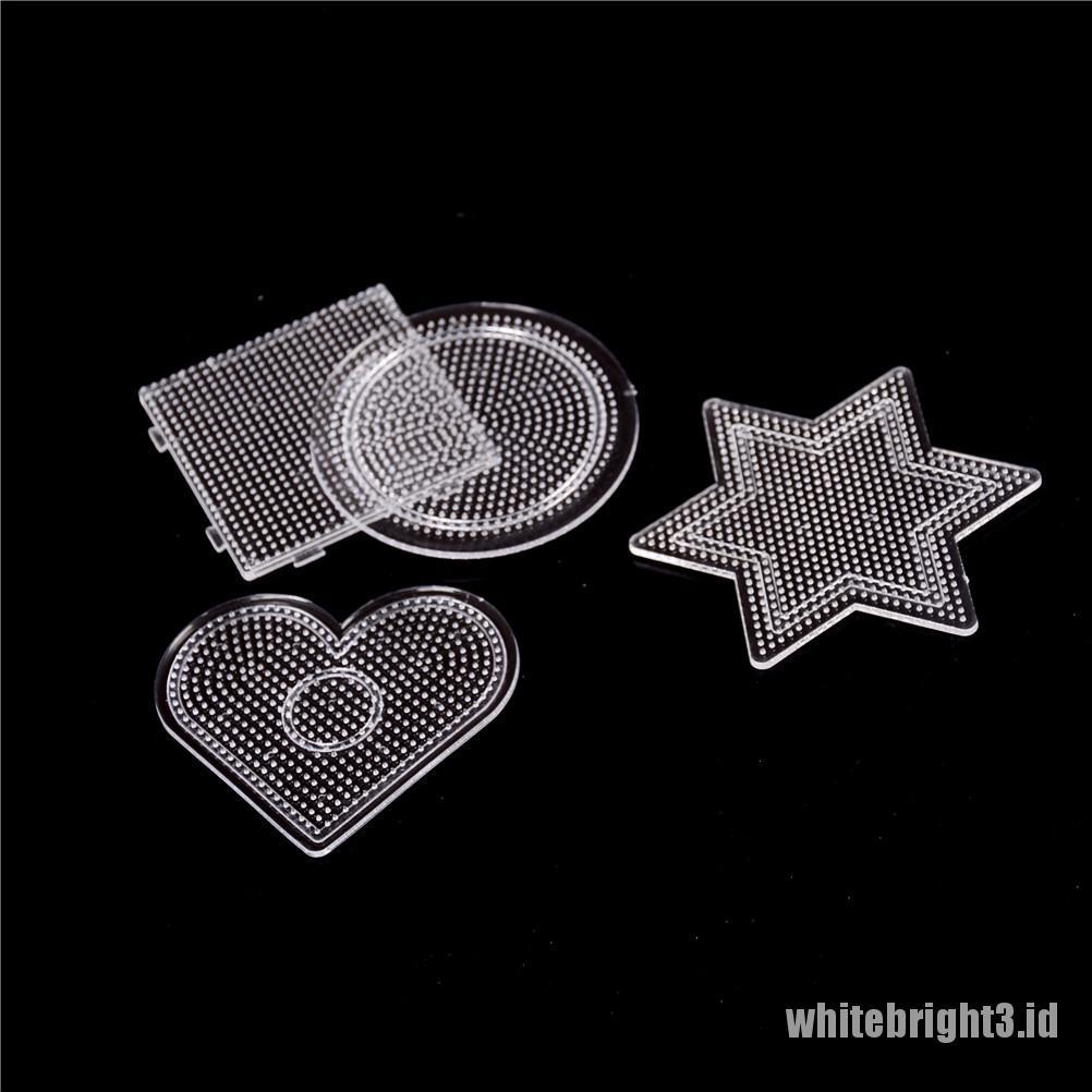 (white3) 4pcs / lot Papan Pegboard Hama Beads Bentuk Bulat / Kotak / Hati / Bintang