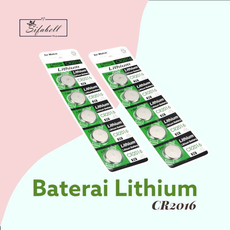 Baterai CR2016 Hijau Lithium 3V Battery Remote Kancing Koin CR-2016