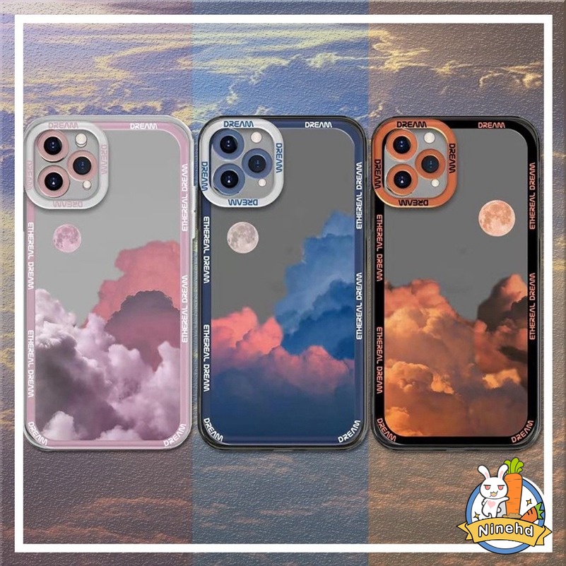 (Ready Stock) Casing Tpu iPhone 14 13 12 11 Pro Max Iphone 11 Pro Max X Xr Xs Max Se 2020 7 + 8 7 6 6s Plus SE 2020 Gambar Bulan Dan Awan