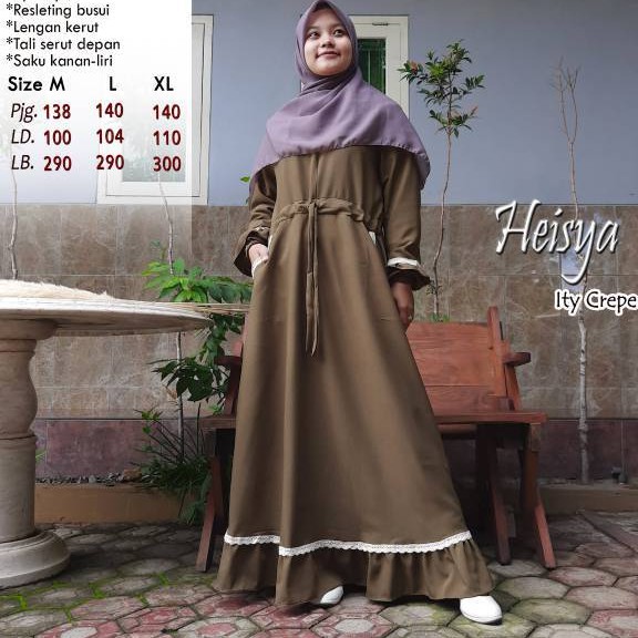 Gamis Heisya M, L, XL, Ity crepe Basic