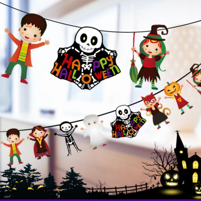 Banner Segitiga Happy Halloween Murah Dekorasi Pesta Garland Haloween