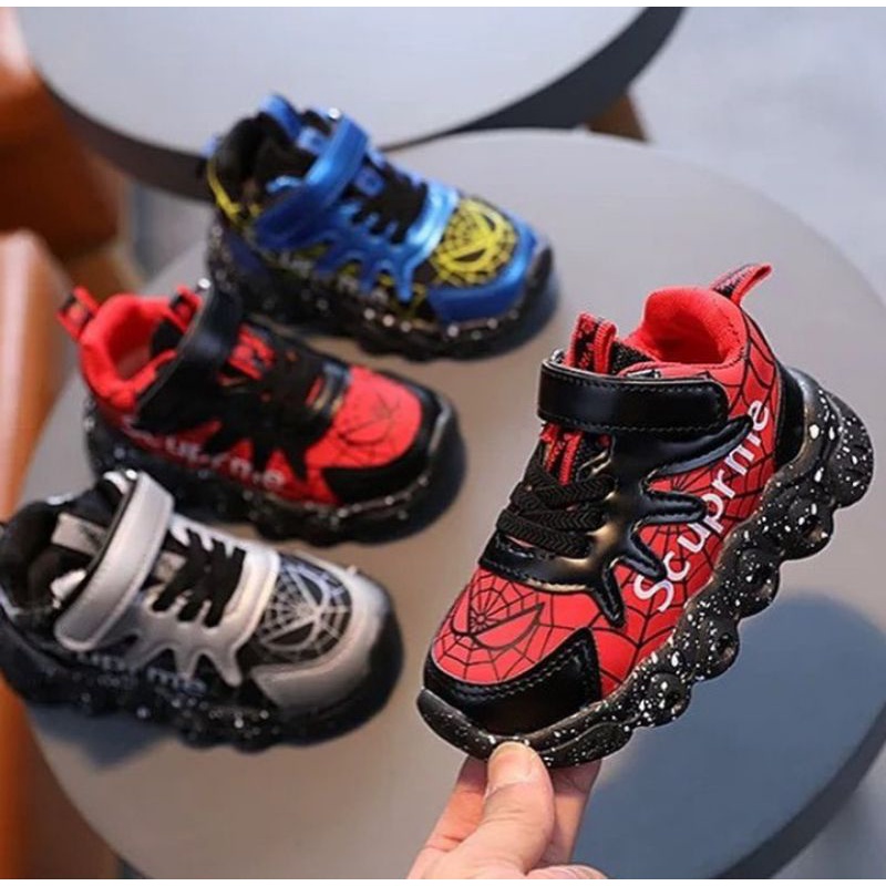 SEPATU ANAK COWOK SPIDERMAN LED IMPORT M232