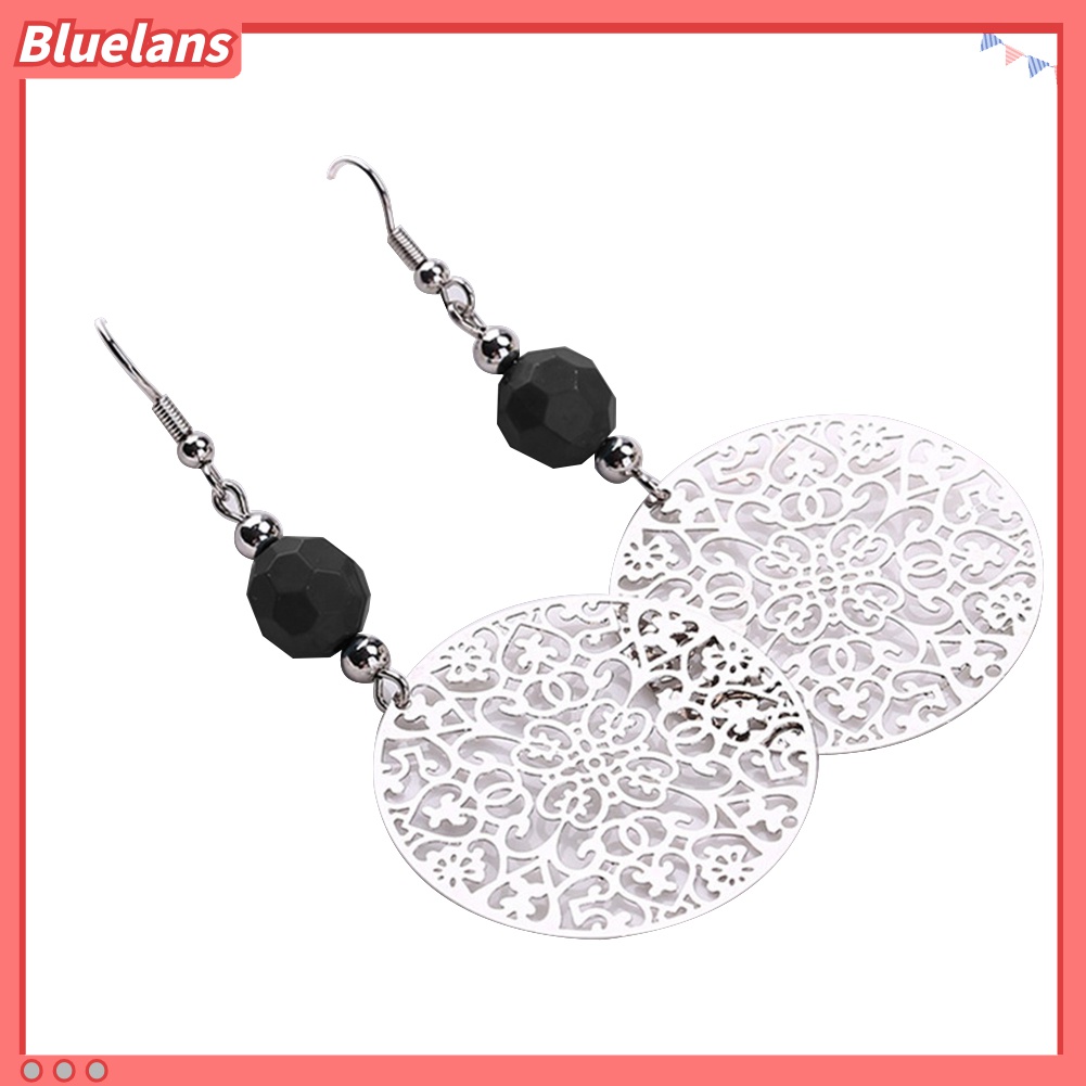 Anting Kait Gantung Wanita Desain Bunga Hollow Bulat Besar Gaya Vintage Untuk Pesta
