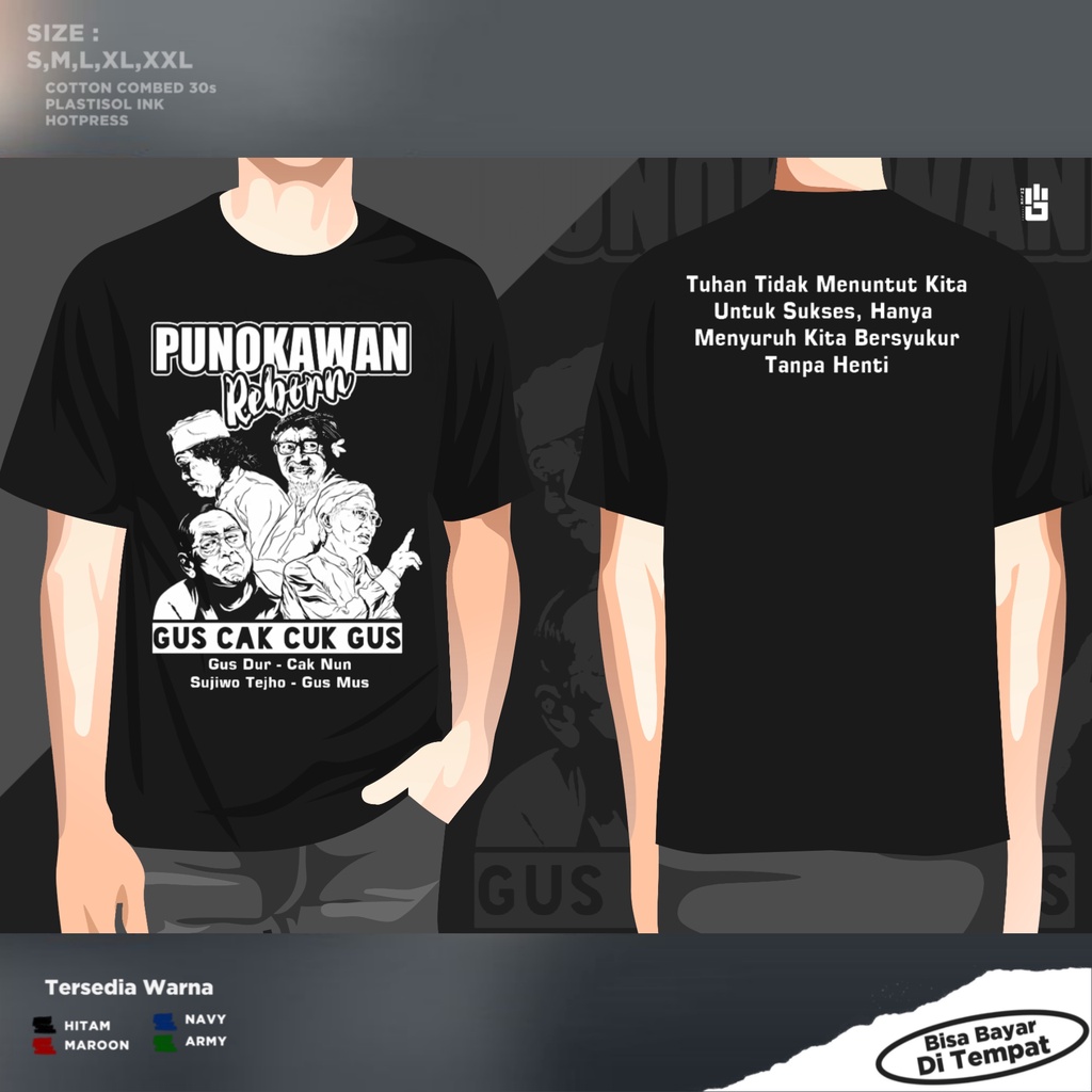 KAOS SANTRI MAIYAH CAKNUN  JANCUKERS PUNOKAWAN REBORN DISTRO SUJIWO TEDJO - BAJU DAKWAH ISLAMI NU Na