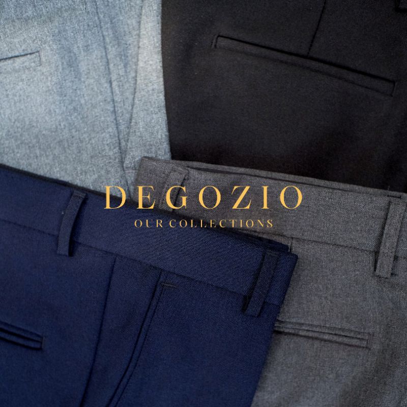 DEGOZIO Celana Bahan Pria Slimfit Abu Muda - Man Light Grey Trouser