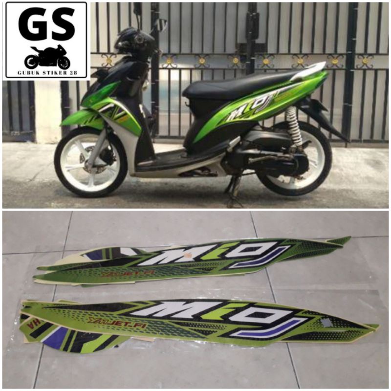 STRIPING STIKER LIS BODY MOTOR YAMAHA MIO J 2012 HIJAU