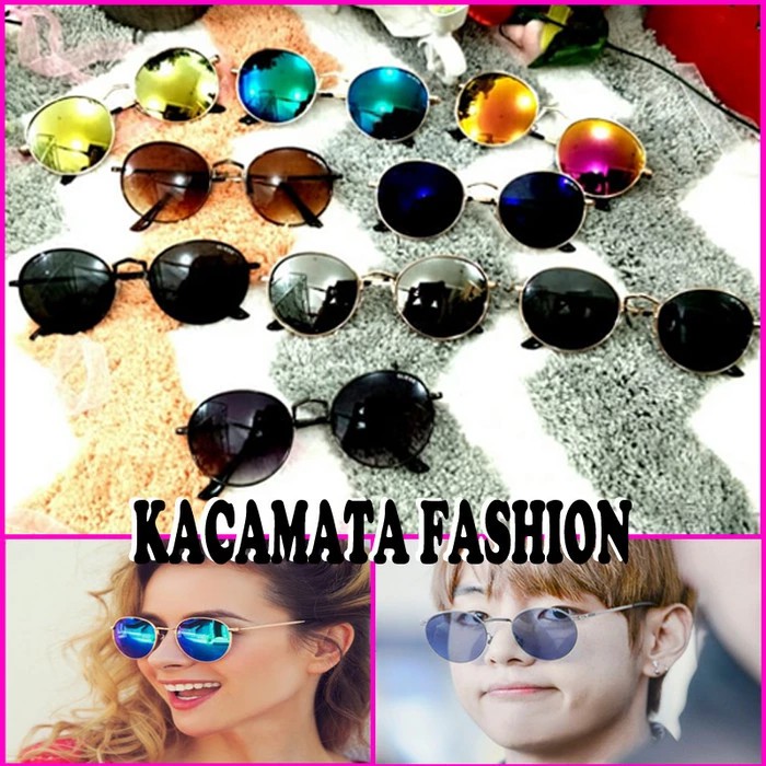 Kacamata Bulat Hitam Colorful Pria wanita Boboho Gaya Korean / Kacamata fashion hitam anti uv / anti