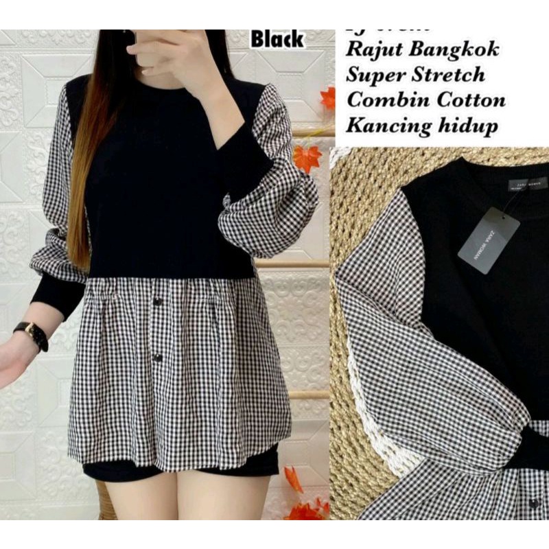 blouse rajut mic katun kotak import// LD 110 cm