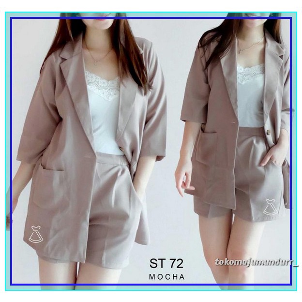 Baju Pakaian Jaket Jacket Long Outer Coat Trench Suede Fashion Wanita Cewek Blazer Blezer Blezzer Bl