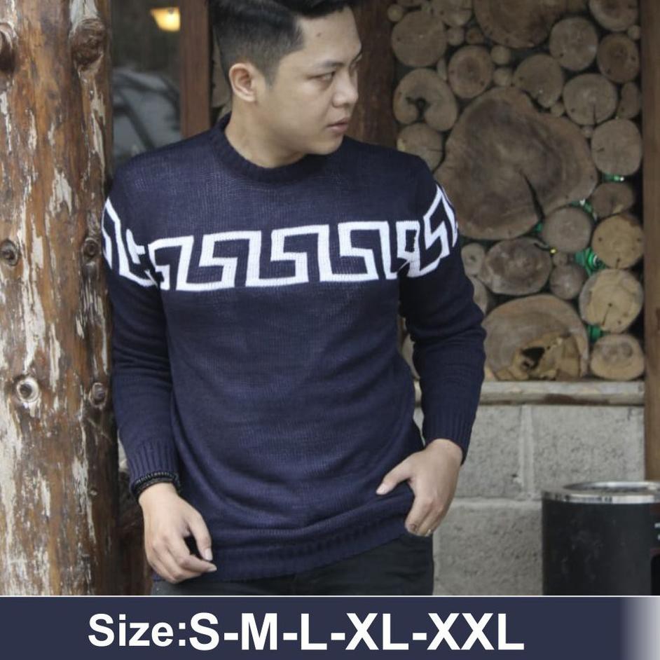 Muraaaahh.. Pakaian Pria Sweater Big Size S M L XL XXL XXXL 4XL Sweeter Rajut Labirin Baju Rajut Swe