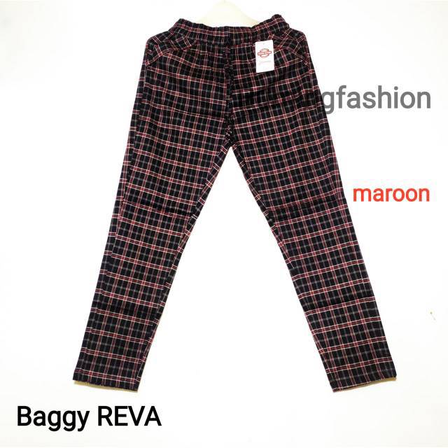 Celana tartan motif kotak Baggy REVA ZARRA tartan pants Celana tartan motif kotak Baggy REVA ZARRA tartan pants
