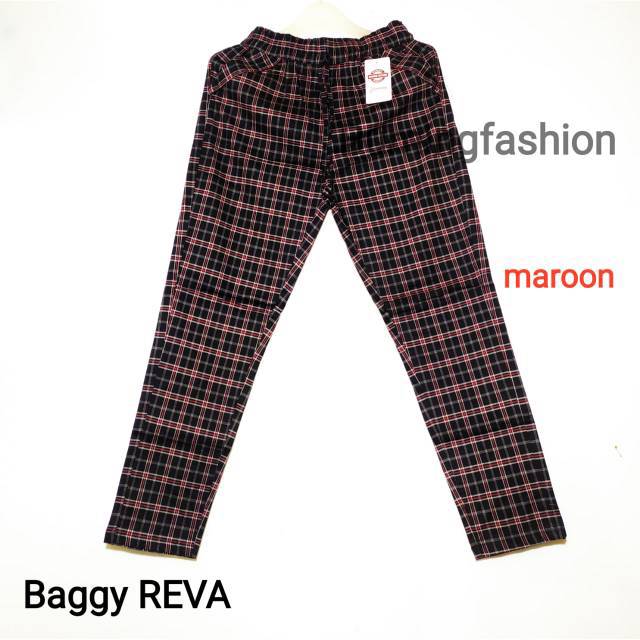  Celana  tartan motif  kotak Baggy  REVA ZARRA tartan pants  