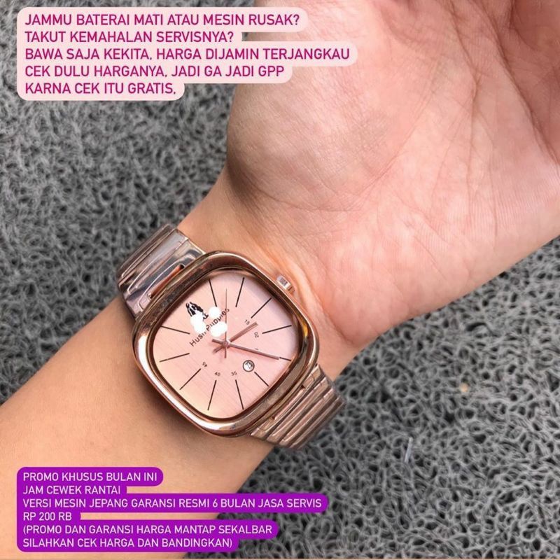 Jam Cewek / Wanita Analog Petak Rantai