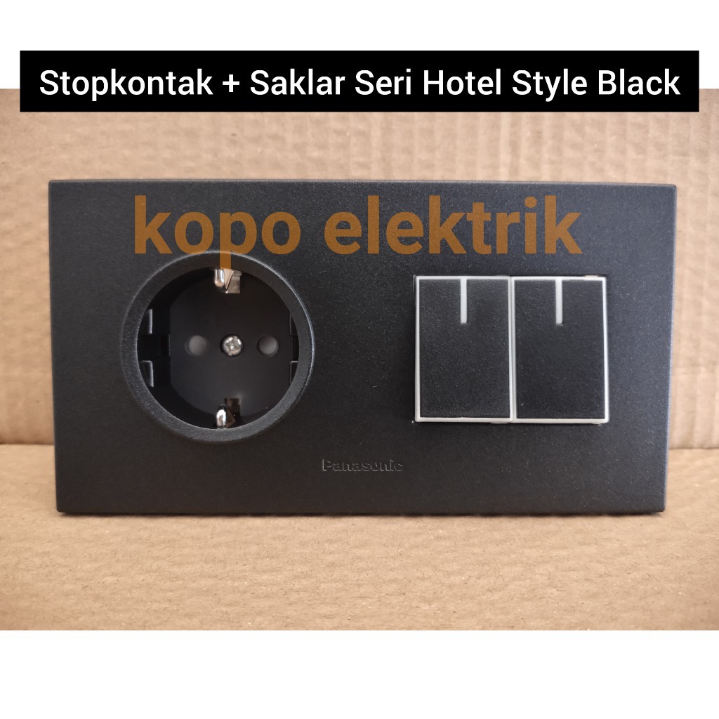 Panasonic Stopkontak CP + Saklar Seri Hotel Style Black Minimalis