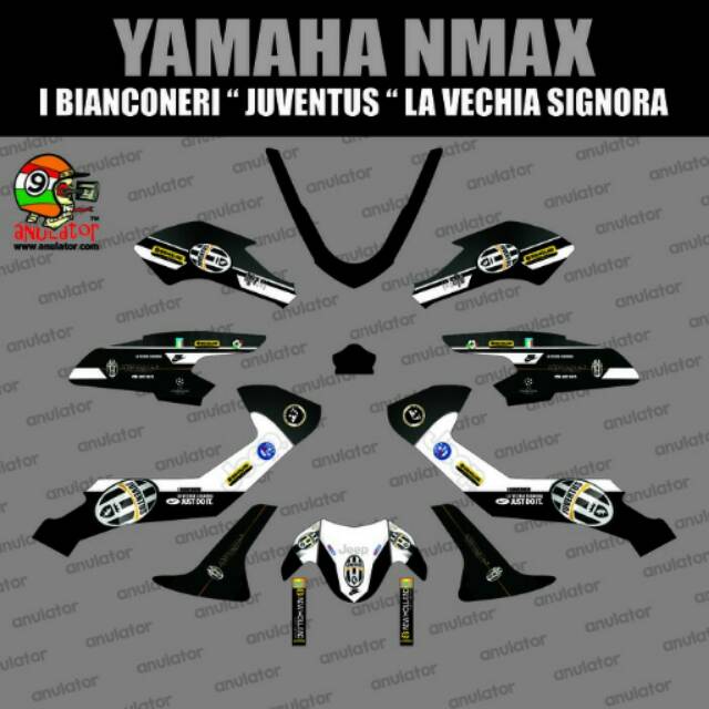 STRIPING STIKER YAMAHA NMAX JUVENTUS HITAM PUTIH