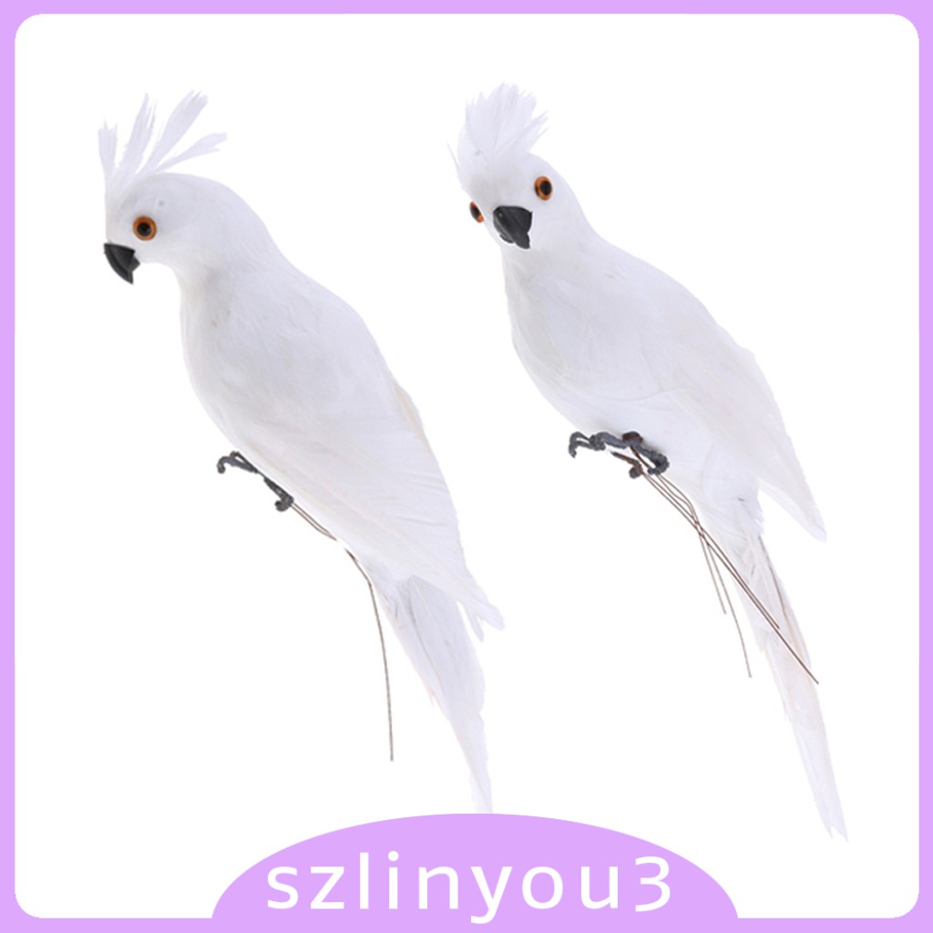 2pcs Ornamen Burung Beo Bulu Artifisial Warna Putih Alami Praktis Untuk Dekorasi Meja Shopee Indonesia