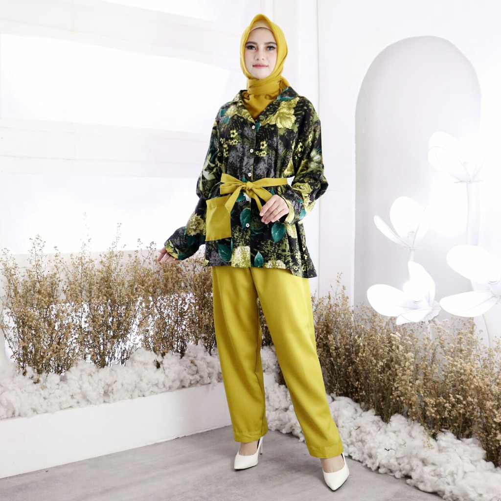 Baju setelan wanita Alina Muslimah cantik baju dan celana real pic