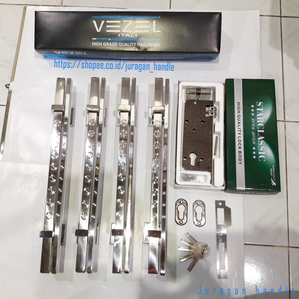 paket handle TWIN dan body pelor tarikan pintu rumah minimalis gagang pintu stainless murah