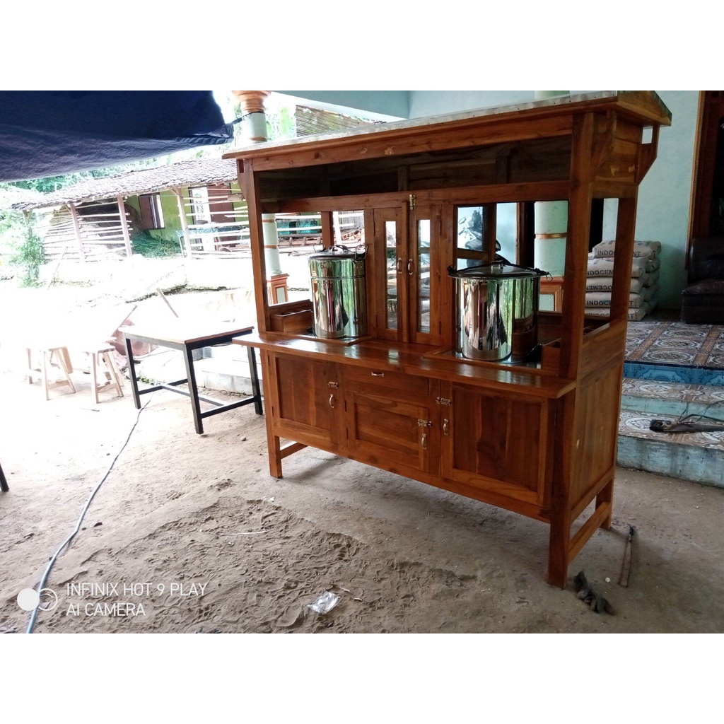 gerobak bakso dan mie ayam kayu jati dan dua dandang free ongkir