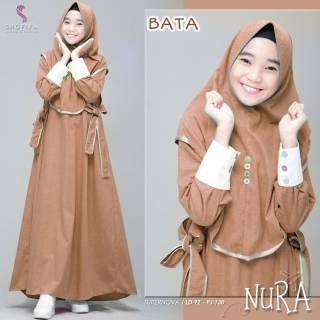 NURA SET BAJU  ANAK  GAMIS  SET KHIMAR JILBAB PEREMPUAN KECIL 