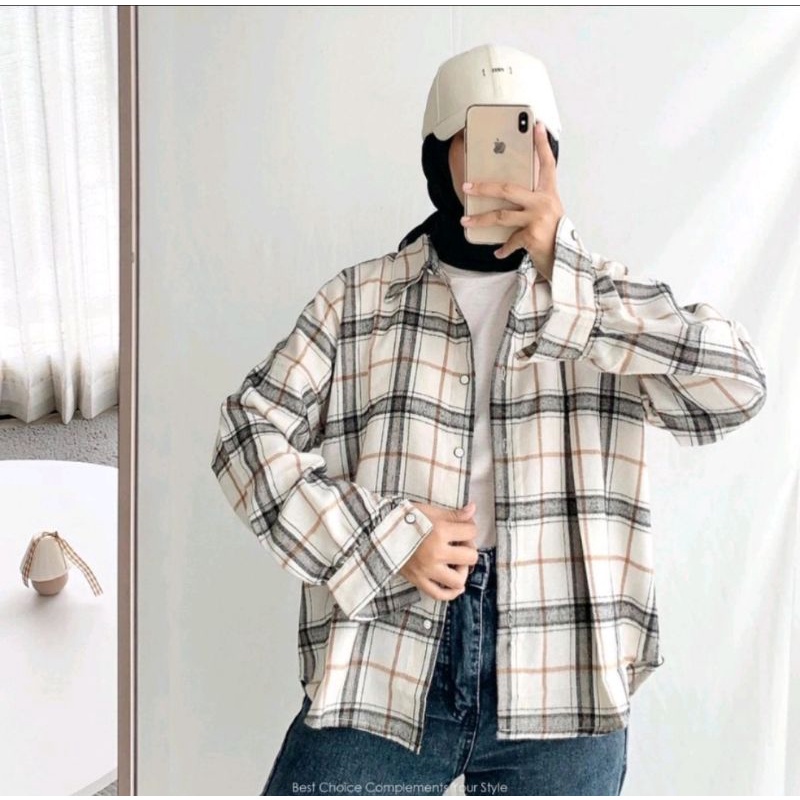 KIMBERLY KEMEJA FLANEL OVERSIZE/KEMEJA FLANEL WANITA